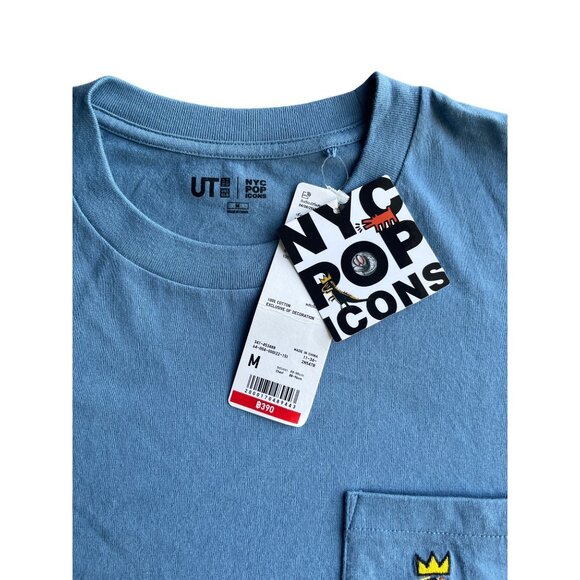 Uniqlo Other - Uniqlo X Basquiat NYC Pop Icons Blue Graphic T-Shirt M  Cotton Crewneck Short Sl